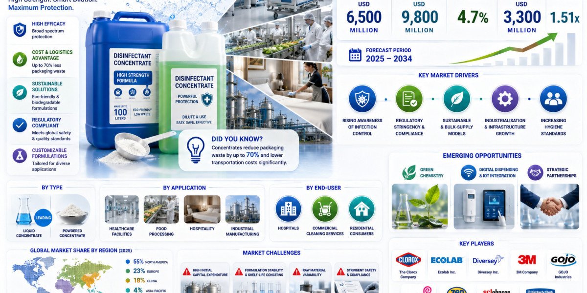 Disinfectant Concentrates Market Outlook 2034: How Smart Dispensing Systems and Green Chemistry Are Transforming Sanitiz