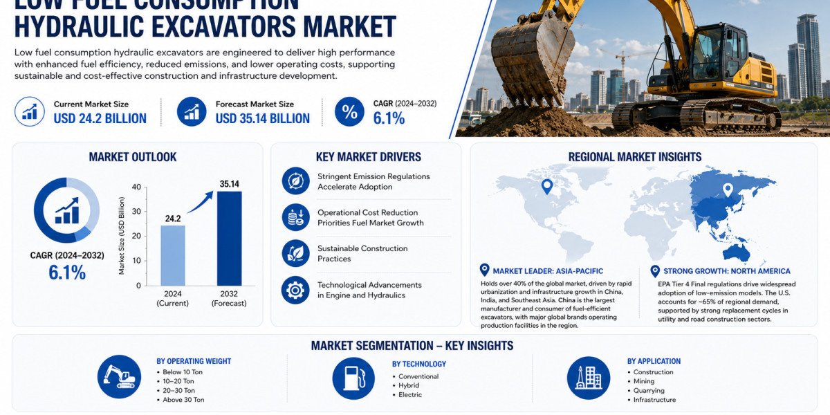 Global Low Fuel Consumption Hydraulic Excavators Market Growing at 6.1% CAGR Through 2032