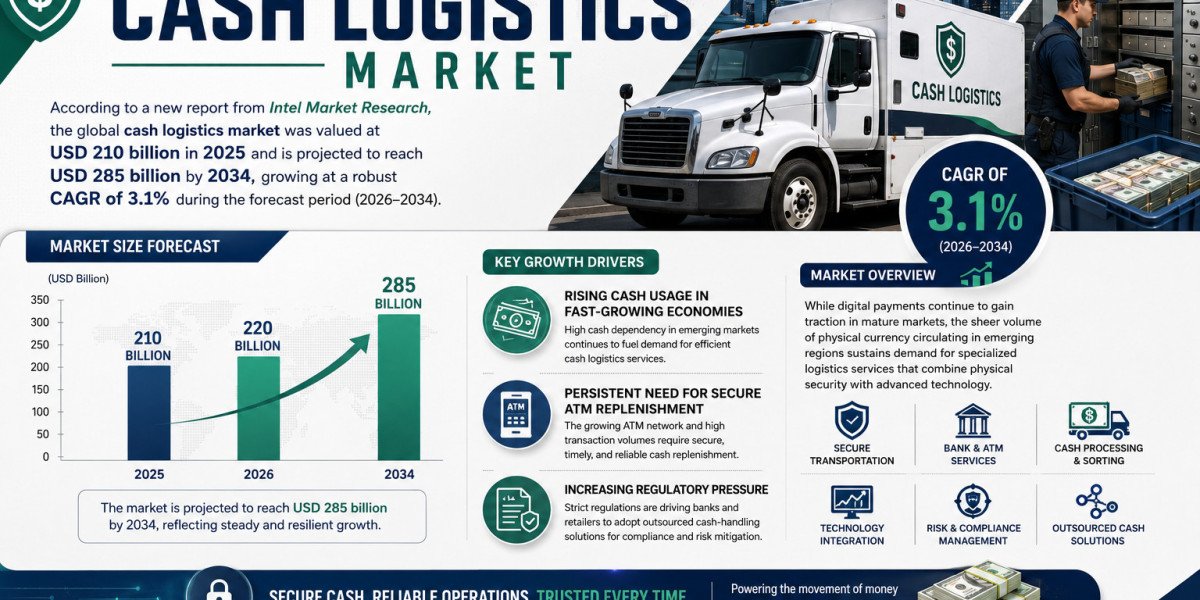 cash logistics market was valued at USD 210 billion in 2025 and is projected to reach USD 285 billion by 2034