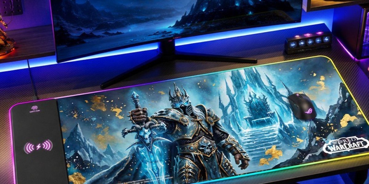 wow Lich King Ice Throne RGB Desk Mat with Wireless Charging